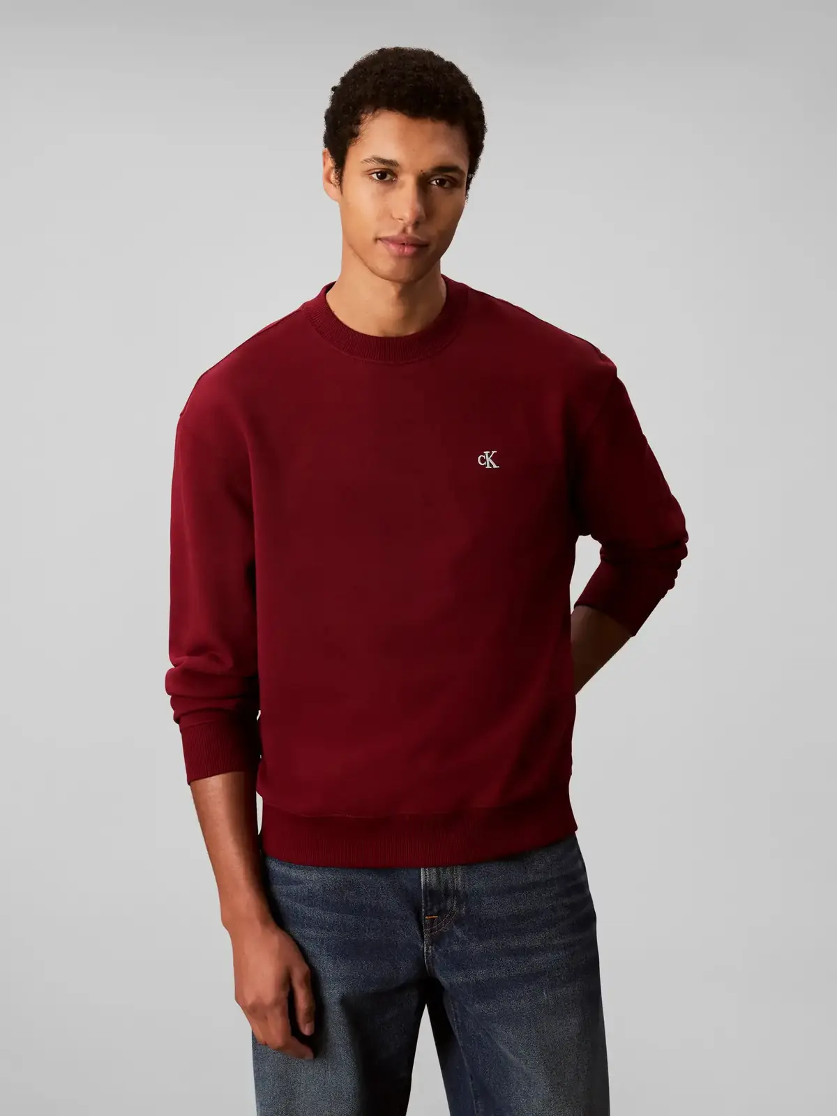 Calvin Klein LS EU 350TERRY MONOG Bordo Erkek Sweatshirt