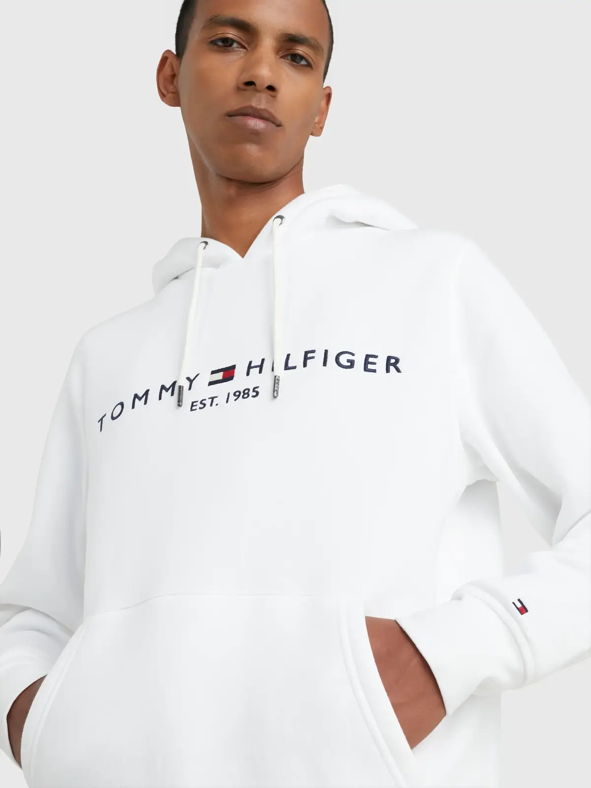 Tommy Hilfiger TOMMY LOGO HOODY, YBR Beyaz Erkek Sweatshirt