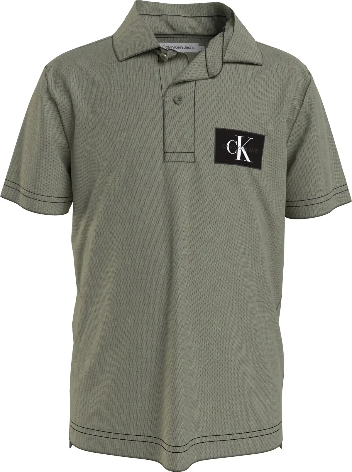 Calvin Klein BADGE POLO Erkek Gri Polo T-Shirt