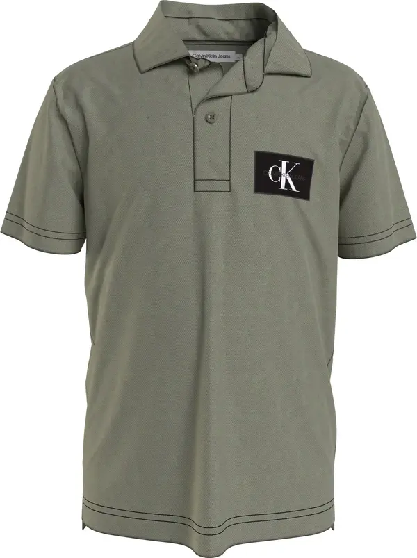 Calvin Klein BADGE POLO Erkek Gri Polo T-Shirt
