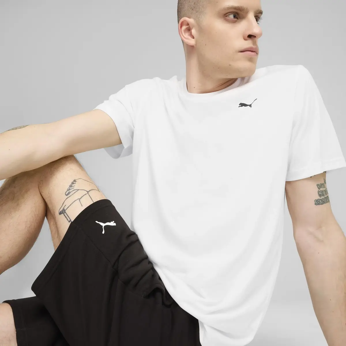 Puma M TAD ESS SOLID CAT TEE LC Beyaz Erkek T-Shirt