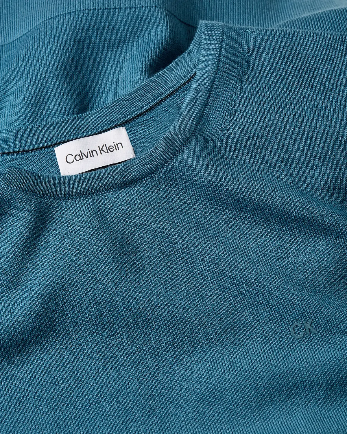 Calvin Klein SUPERIOR WOOL CREW N Erkek Mavi Kazak