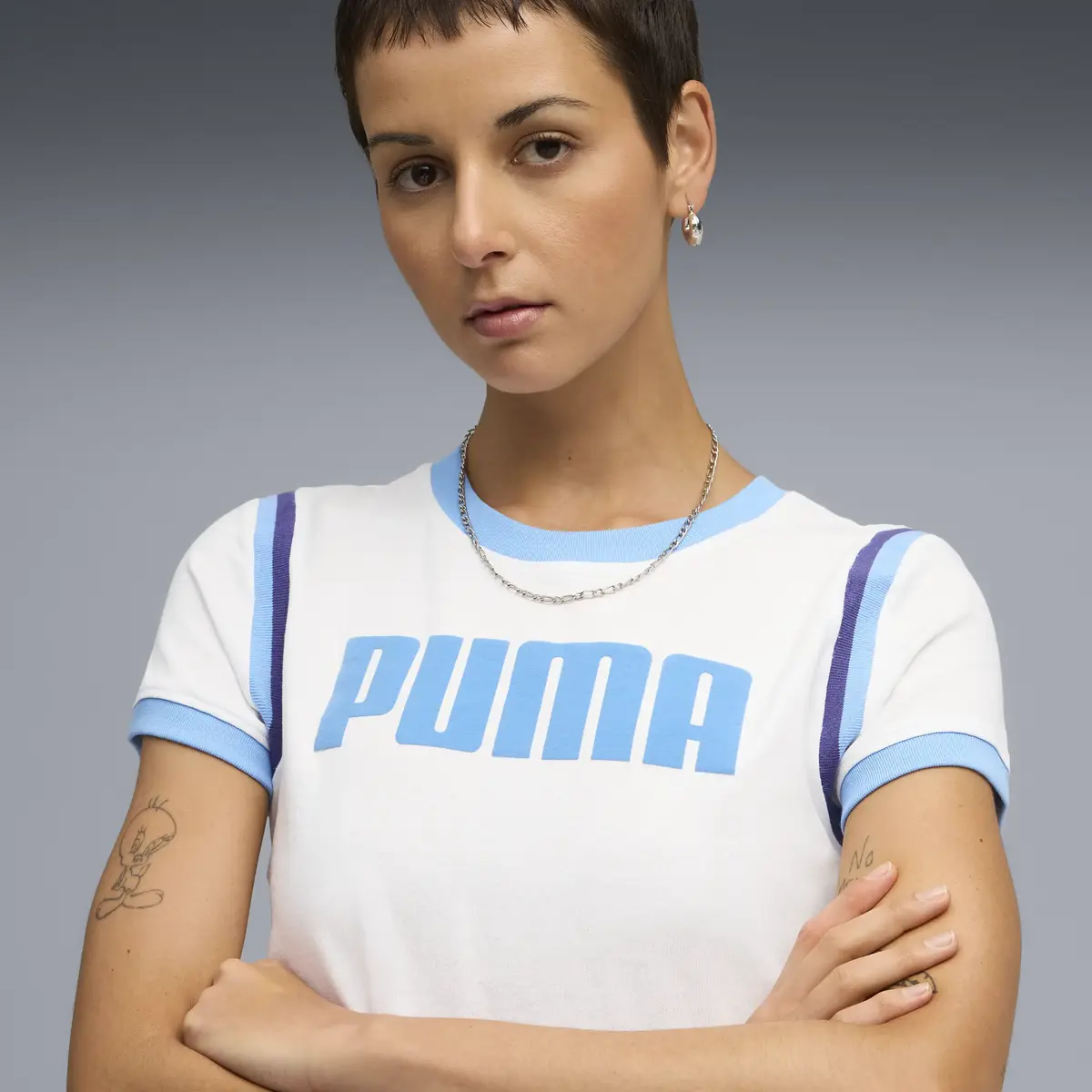 PUMA FUTURE.PUMA.ARCHIVE Baby Tee Beyaz Kadın Crop
