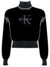 Calvin Klein CHENILLE MONOLOGO SWEATER Siyah Kadın Sweatshirt