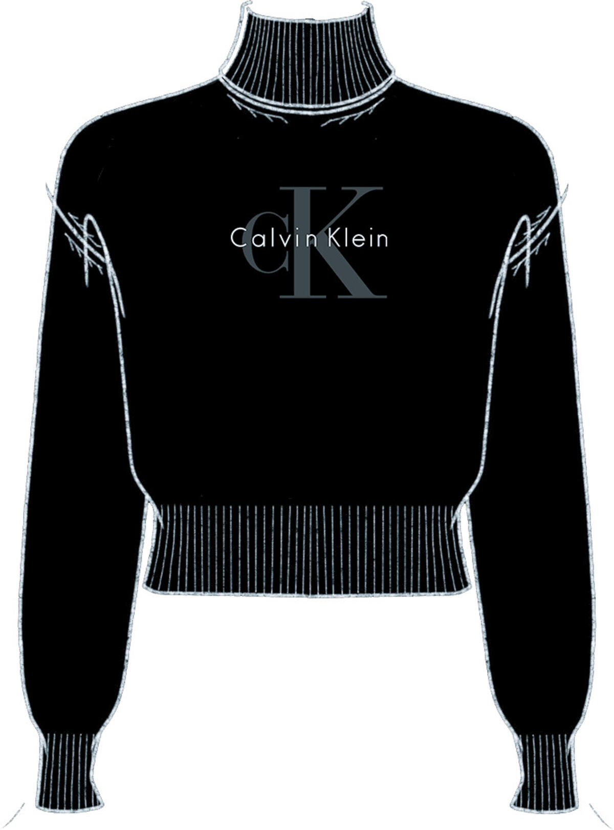 Calvin Klein CHENILLE MONOLOGO SWEATER Siyah Kadın Sweatshirt