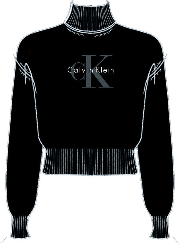 Calvin Klein CHENILLE MONOLOGO SWEATER Kadın Siyah Kazak