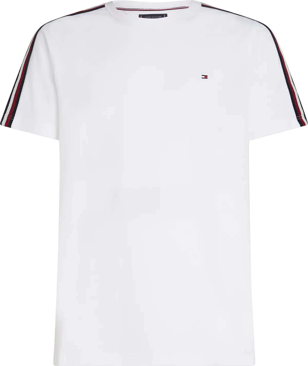 Tommy Hilfiger GLOBAL STRIPE TAPE T, YBR Beyaz Erkek T-Shirt & Polo