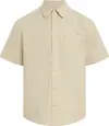Calvin Klein LINEN COTTON S/S SHI, PF0 Bej Erkek Gömlek