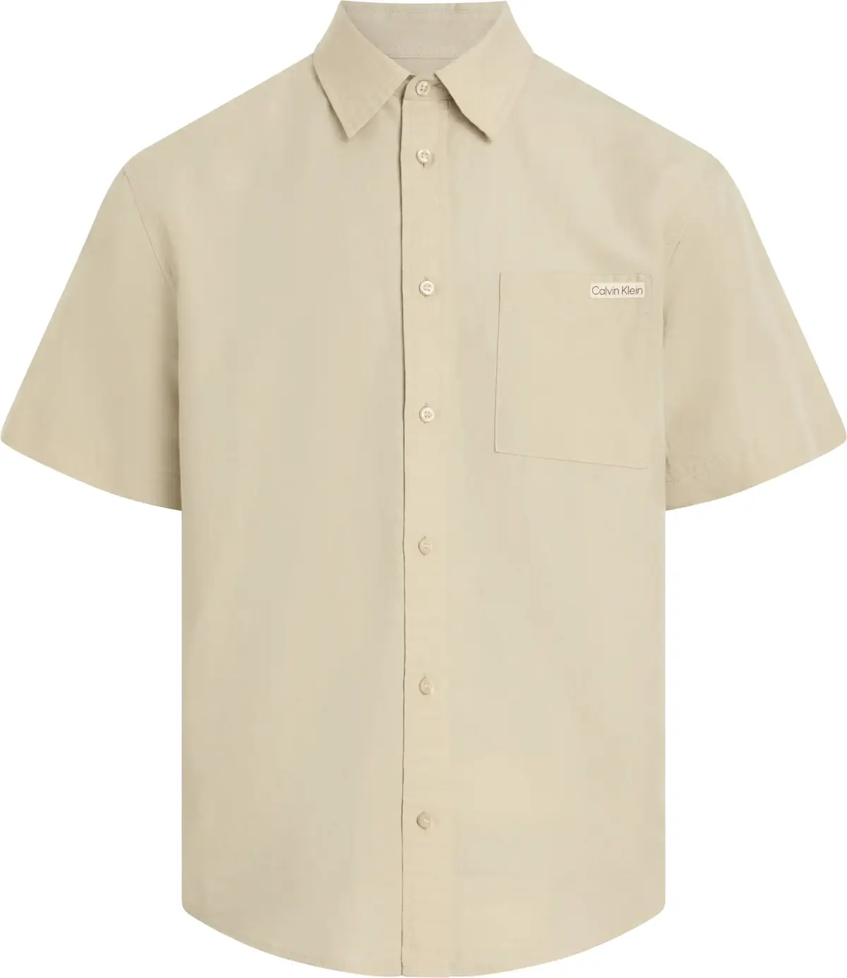 Calvin Klein LINEN COTTON S/S SHI, PF0 Bej Erkek Gömlek