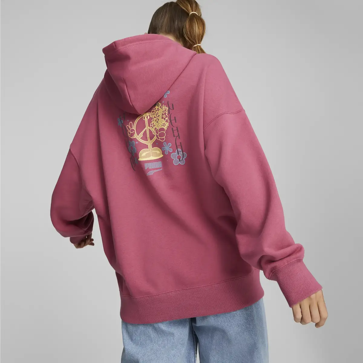 Puma Downtown Oversized Hoodie Pembe Kadın Sweatshirt