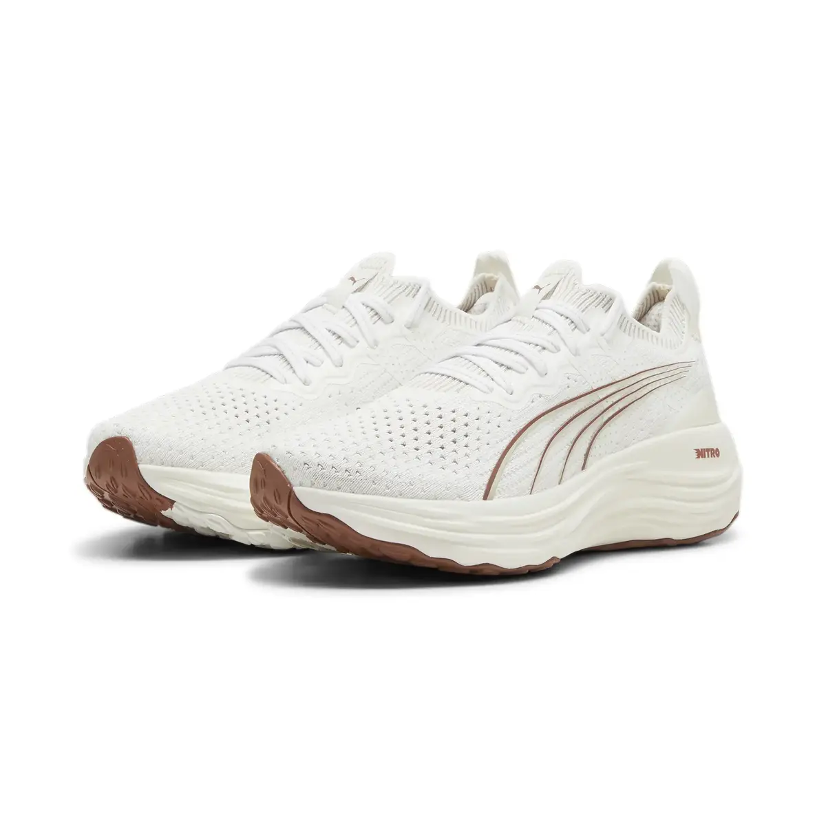 Puma ForeverRun Nitro Knit Wns Bej Kadın Yürüyüş ve Koşu Ayakkabısı