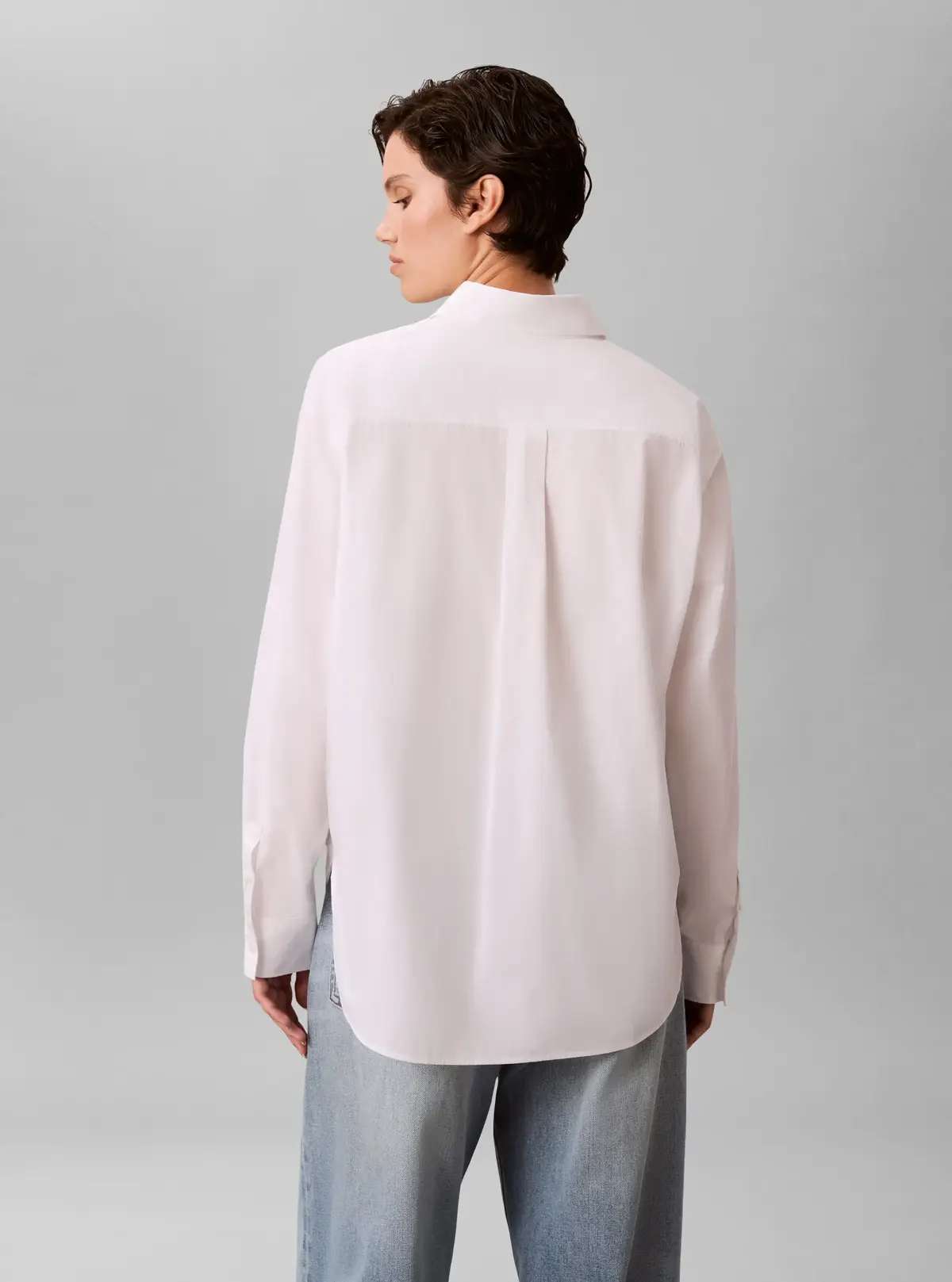 Calvin Klein COTTON POPLIN RELAXE, YAA, XXS Beyaz Kadın Gömlek