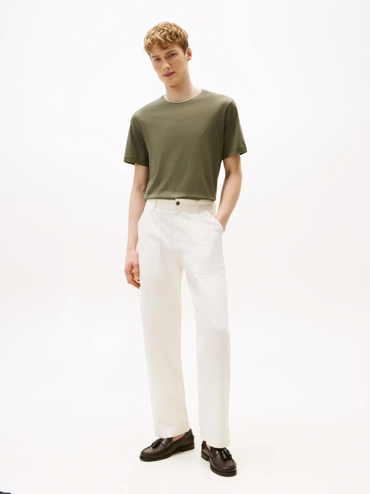 Tommy Hilfiger COTTON MODAL TEE, PLI Yeşil Erkek T-Shirt
