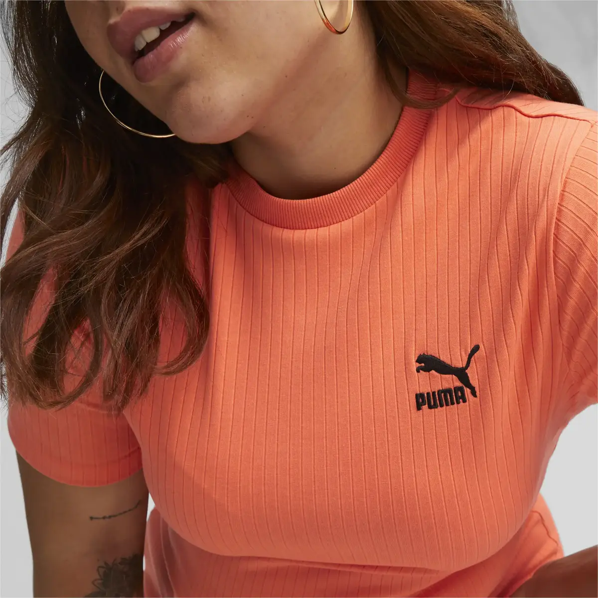 Puma CLASSICS Ribbed Dress Turuncu Kadın Elbise