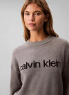 Calvin Klein Cotton Graphic Pullover Gri Kadın Sweatshirt