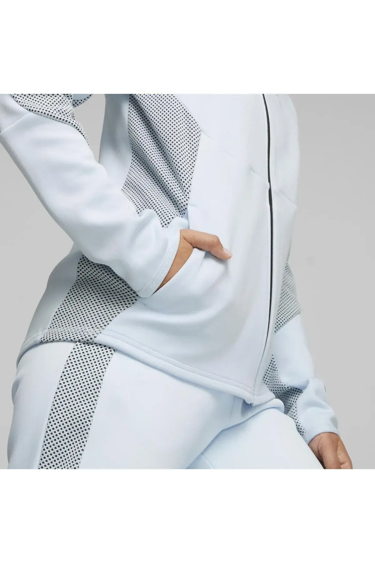 Puma EVOSTRIPE Full-Zip Hoodie Buz Mavisi Kadın Fermuarlı Hoodie