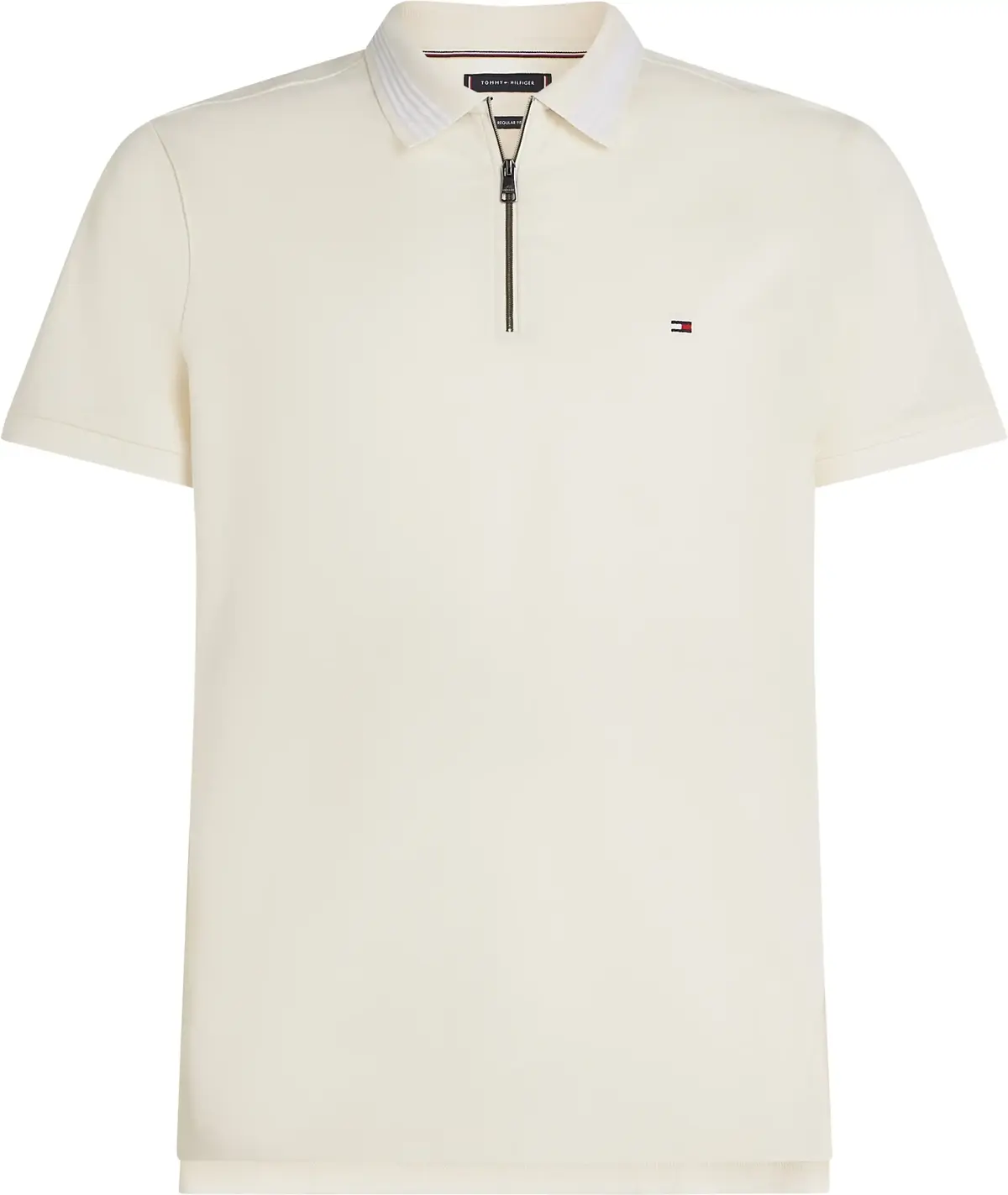 Tommy Hilfiger MERCERISED PIQUE ZIP, Z00 Krem Erkek T-Shirt & Polo