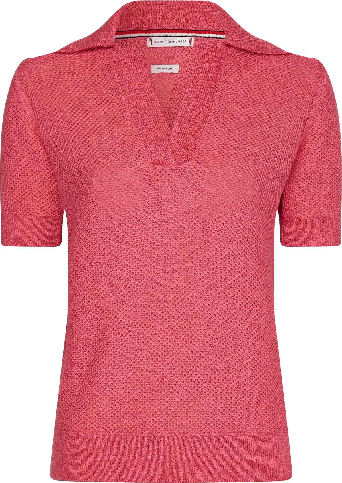 Tommy Hilfiger TEXTURED POLO-NK SWE Kadın Pembe Kazak