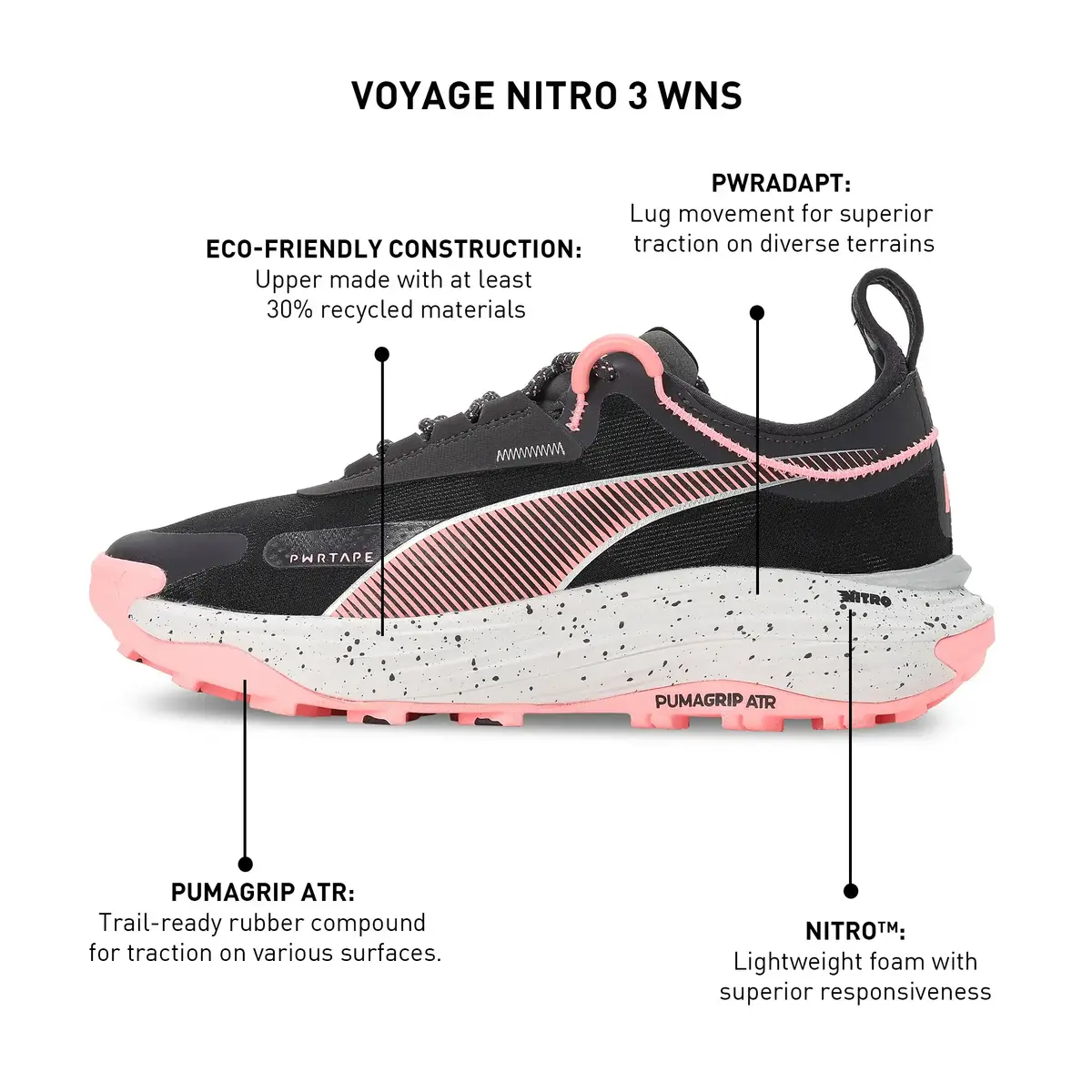 Puma Voyage Nitro 3 Wns Gri Kadın Koşu Ayakkabısı