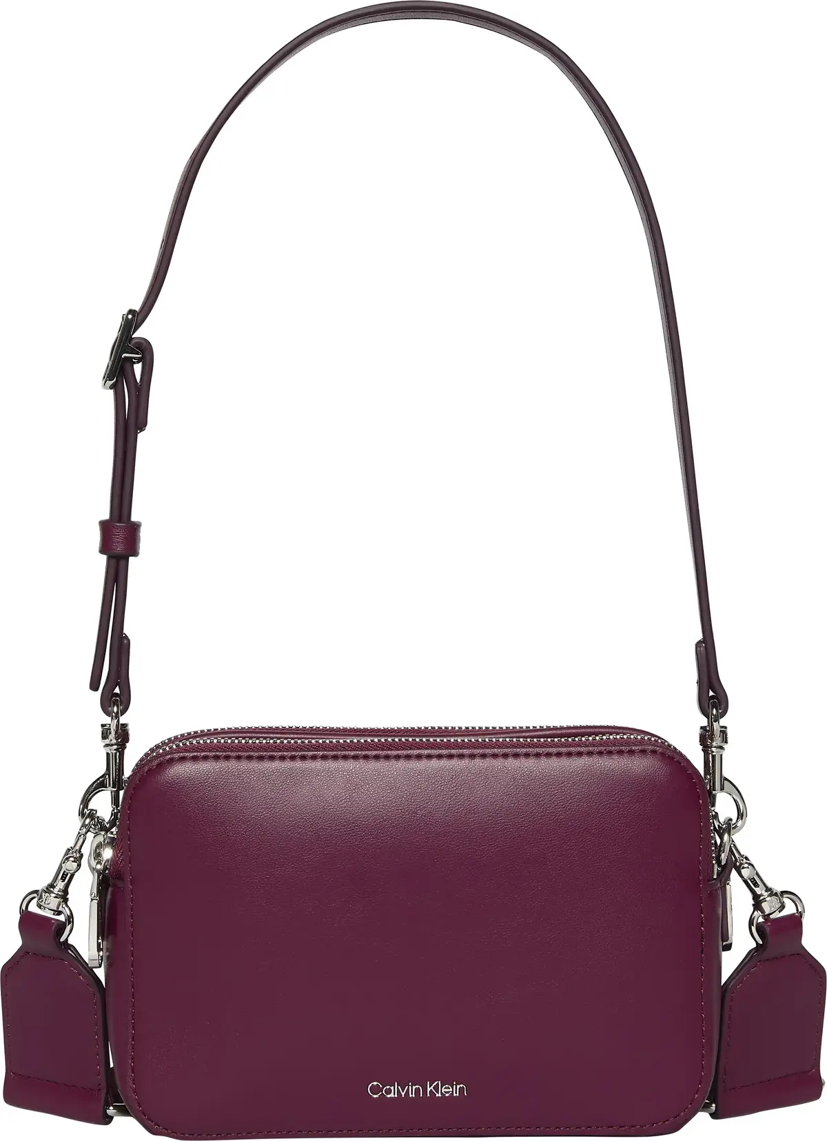 Calvin Klein WEBBING DOUBLE STRAP CAMERA BAG Kadın Bordo El Çanta
