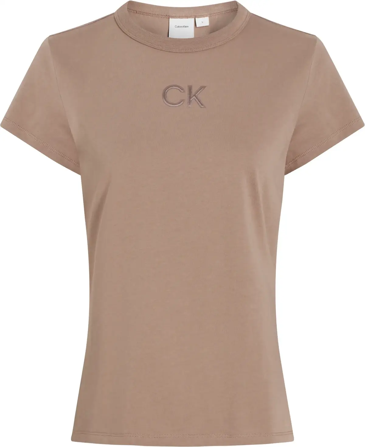 Calvin Klein SATIN CK SLIM T-SHIR, GA6 Kahverengi Kadın T-Shirt & Polo