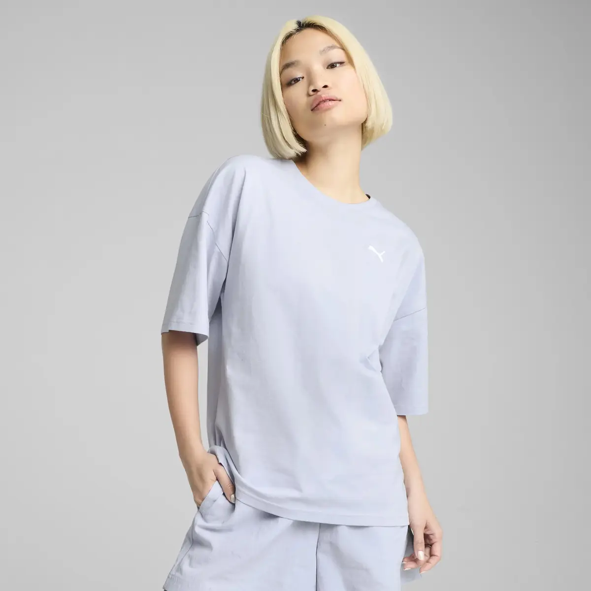 Puma WARDROBE ESS Oversized Tee Mavi Kadın T-Shirt