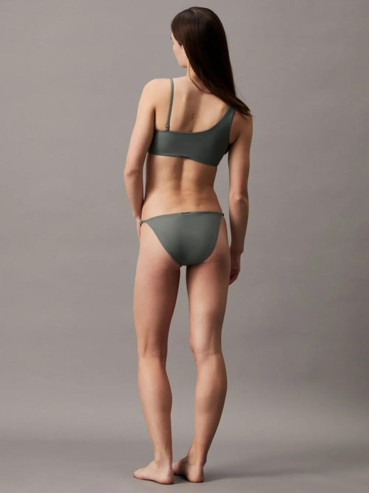 Calvin Klein ONE SHOULDER BRALETT, PM8 Yeşil Kadın Bikini Üstü