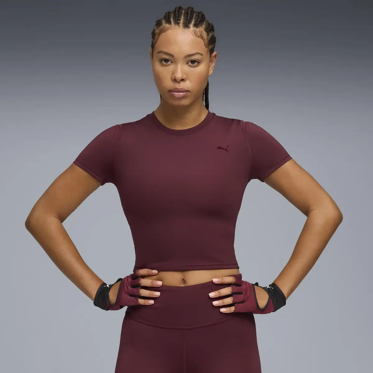 Puma W PUMA SHAPE BABY TEE Kırmızı Kadın Crop