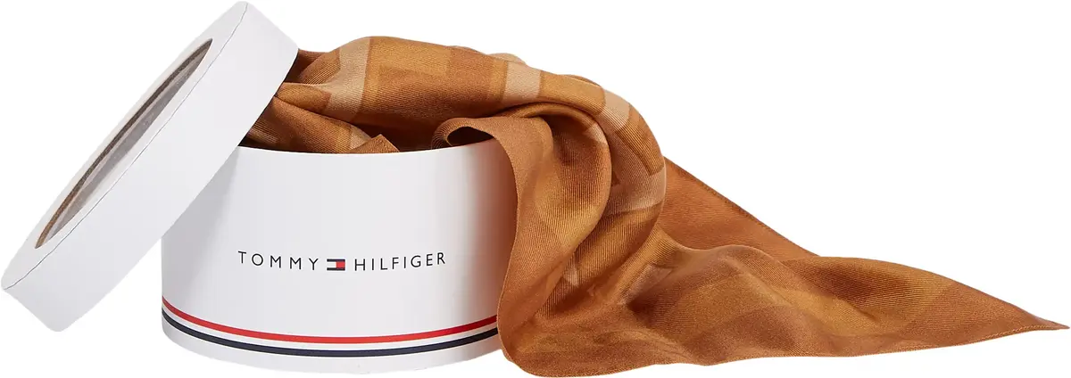 Tommy Hilfiger ICONIC MONOGRAM SILK Kadın Kahverengi Eşarp