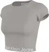 Calvin Klein LOGO TAPE RIB SHORT Kadın Gri T-Shirt