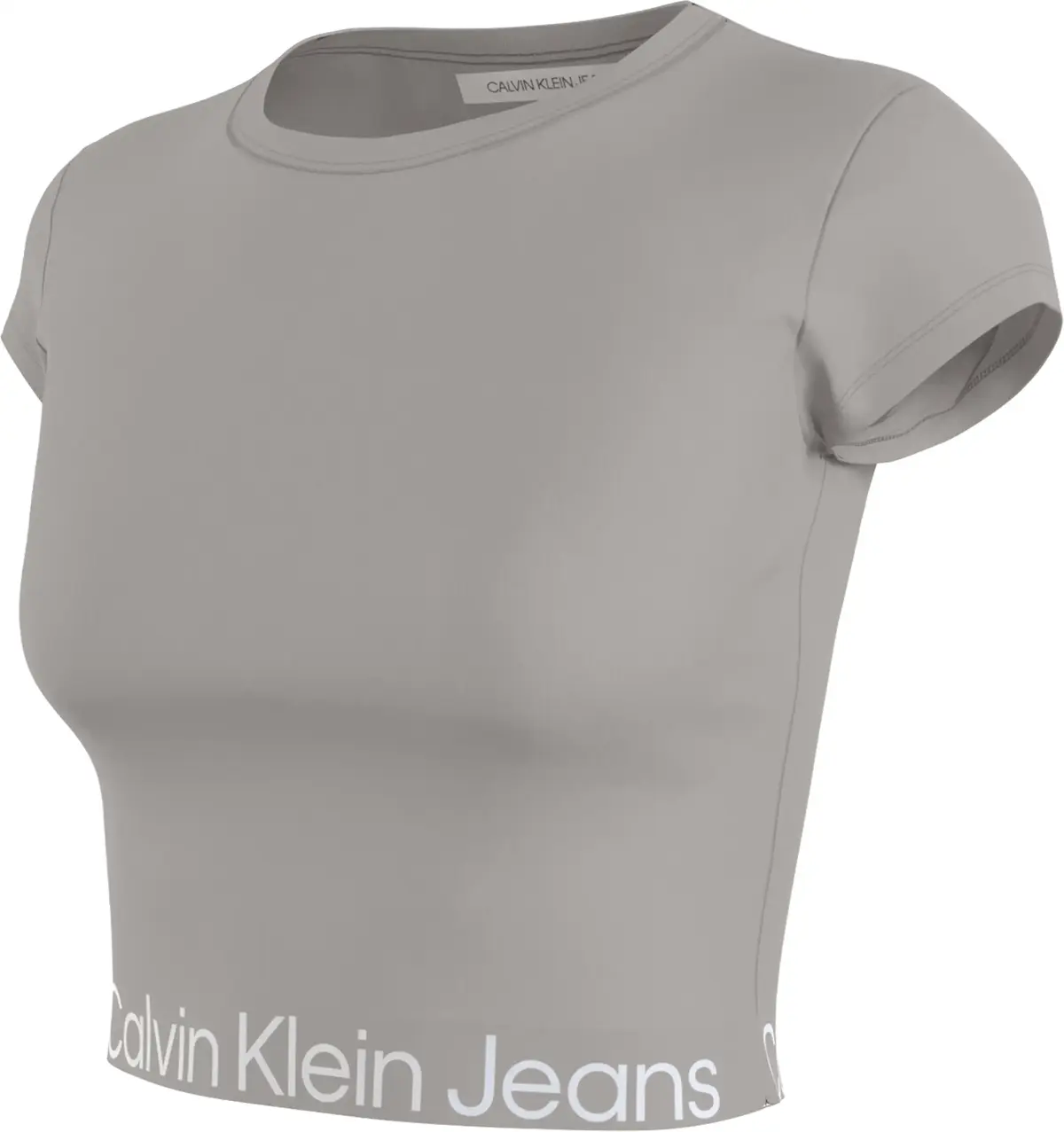 Calvin Klein LOGO TAPE RIB SHORT Kadın Gri T-Shirt