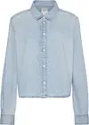 Calvin Klein CROPPED LS SHIRT BRIGHTON BLUE Kadın Mavi Kot Gömlek