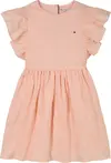 Tommy Hilfiger TEXTURED COTTON DRES, TKZ Pembe Kız Çocuk Elbise-Etek
