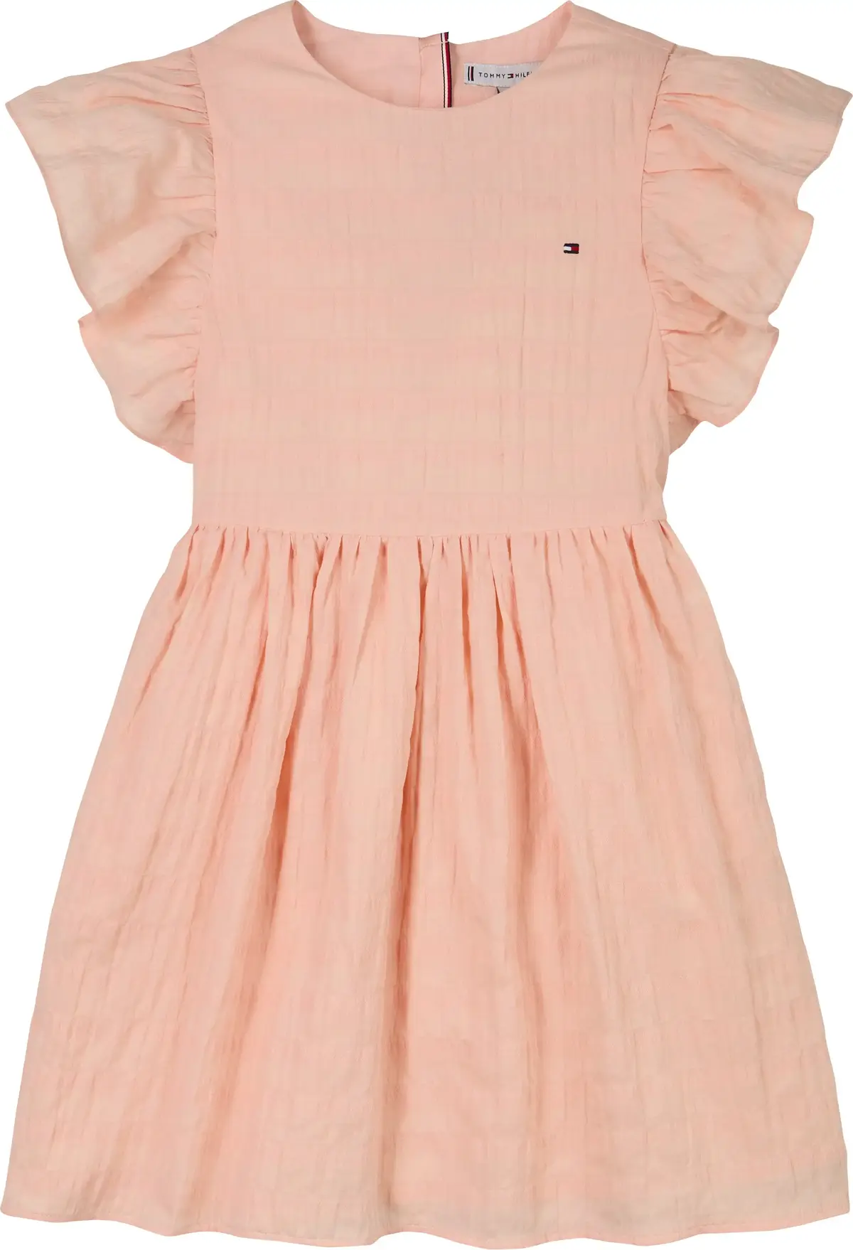 Tommy Hilfiger TEXTURED COTTON DRES, TKZ Pembe Kız Çocuk Elbise-Etek