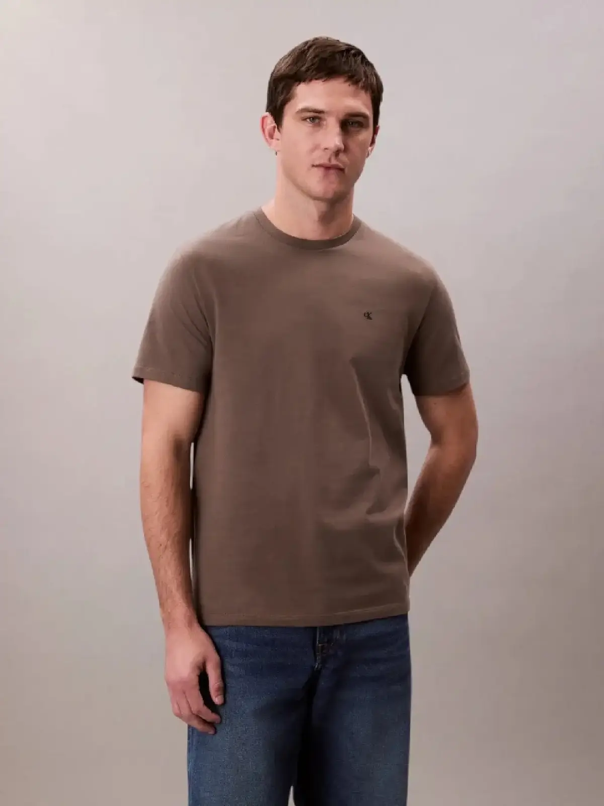 Calvin Klein SS SMOOTH CTTN SOLID CREWNK TEE Kahverengi Erkek Tişört