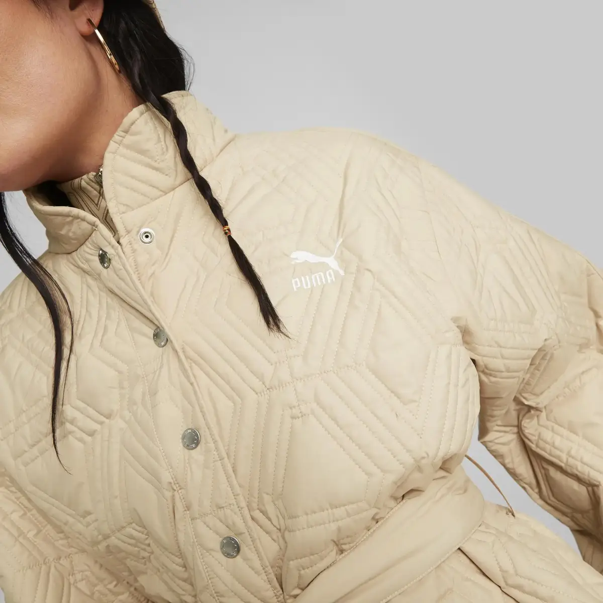 PUMA LUXE SPORT T7 AOP Robe Coat Bej Kadın Mont