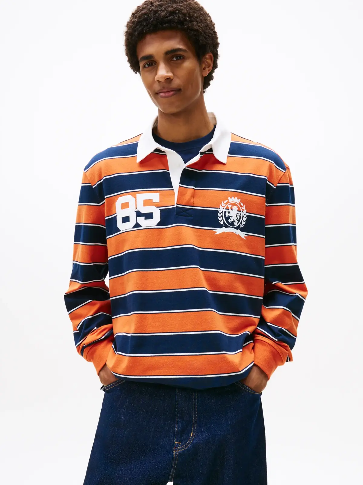 Tommy Hilfiger TJM RLX STRIPE RUGBY, SZZ Turuncu Erkek Polo T-Shirt