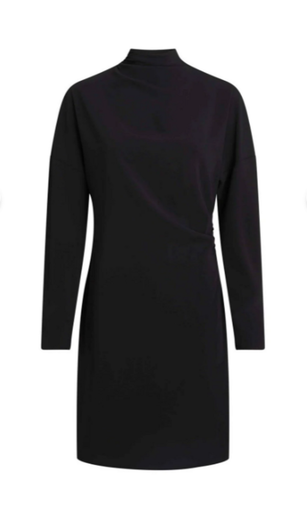 Calvin Klein STRUCTURE TWILL LS S Kadın Siyah Elbise