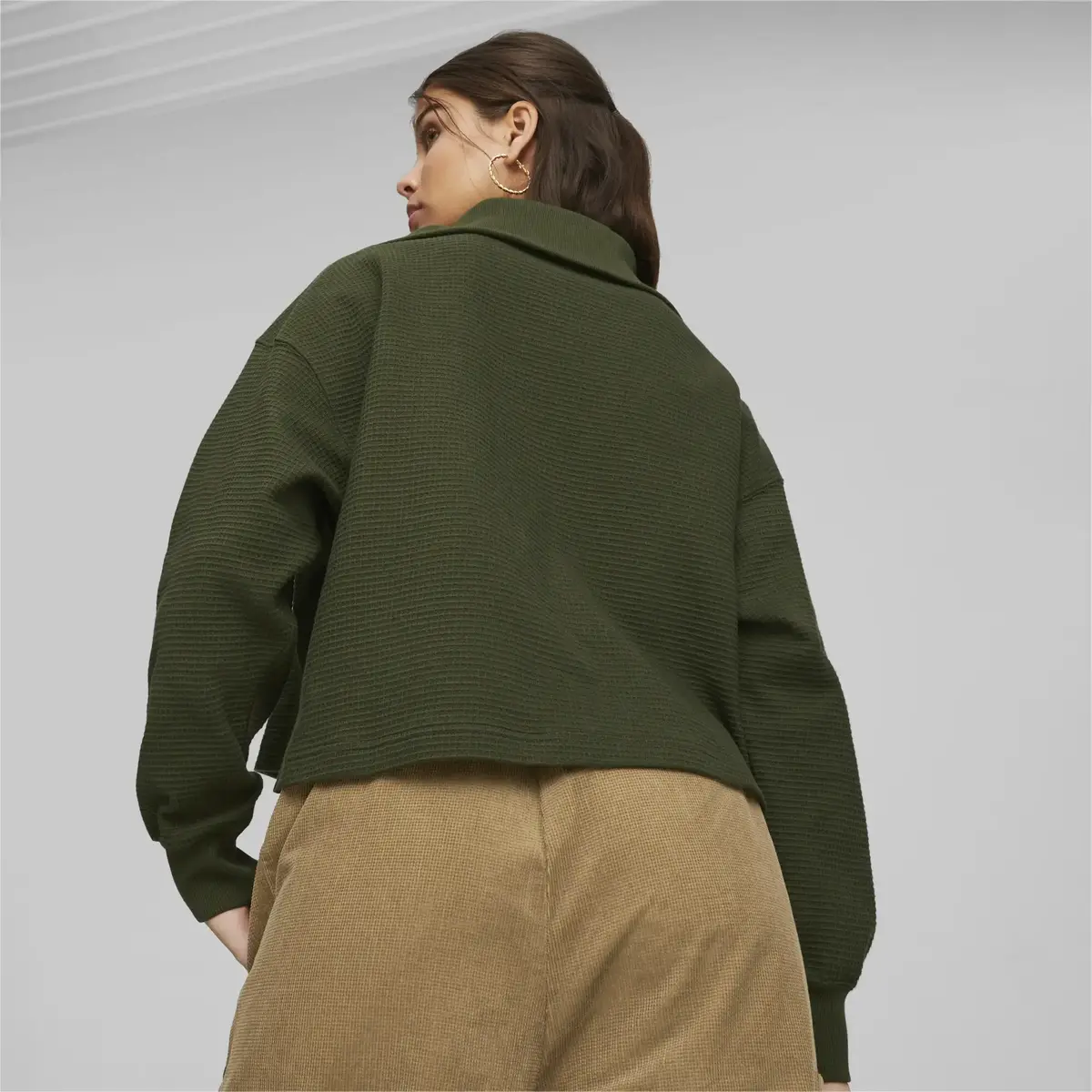 Puma DOWNTOWN Half-Zip Crew Yeşil Kadın Sweatshirt
