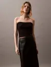 Calvin Klein WOVEN LABEL RIB SLEE Siyah Kadın Bluz