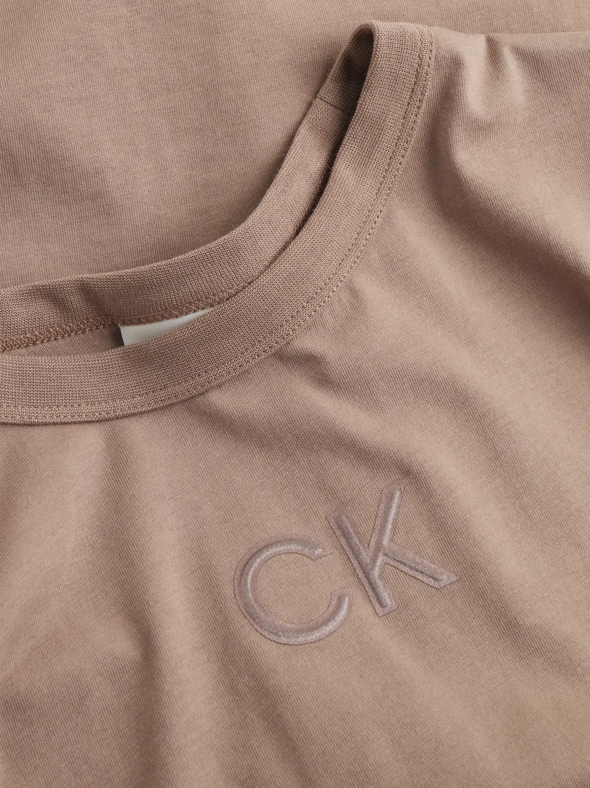 Calvin Klein SATIN CK SLIM T-SHIR, GA6 Kahverengi Kadın T-Shirt & Polo
