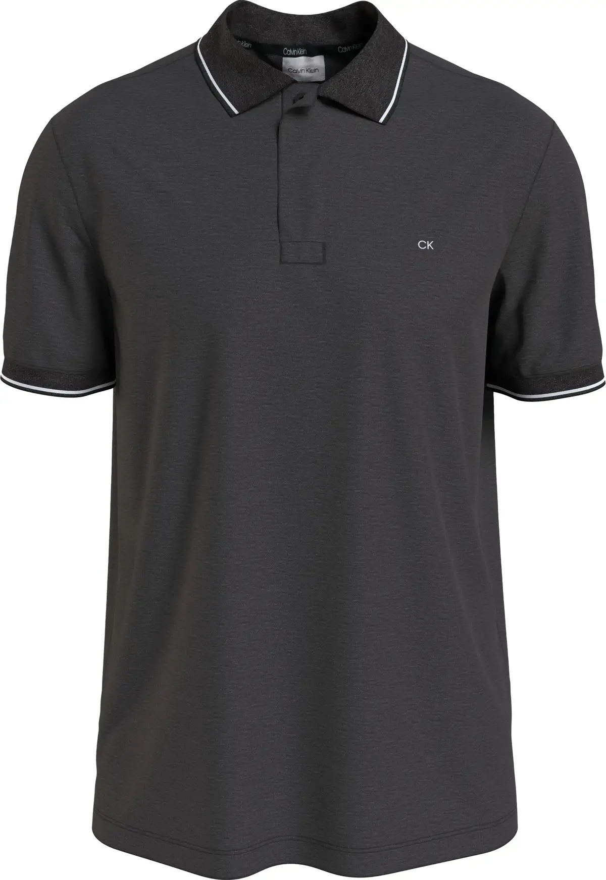 Calvin Klein STRETCH PIQUE TIPPIN Erkek Siyah Polo T-Shirt