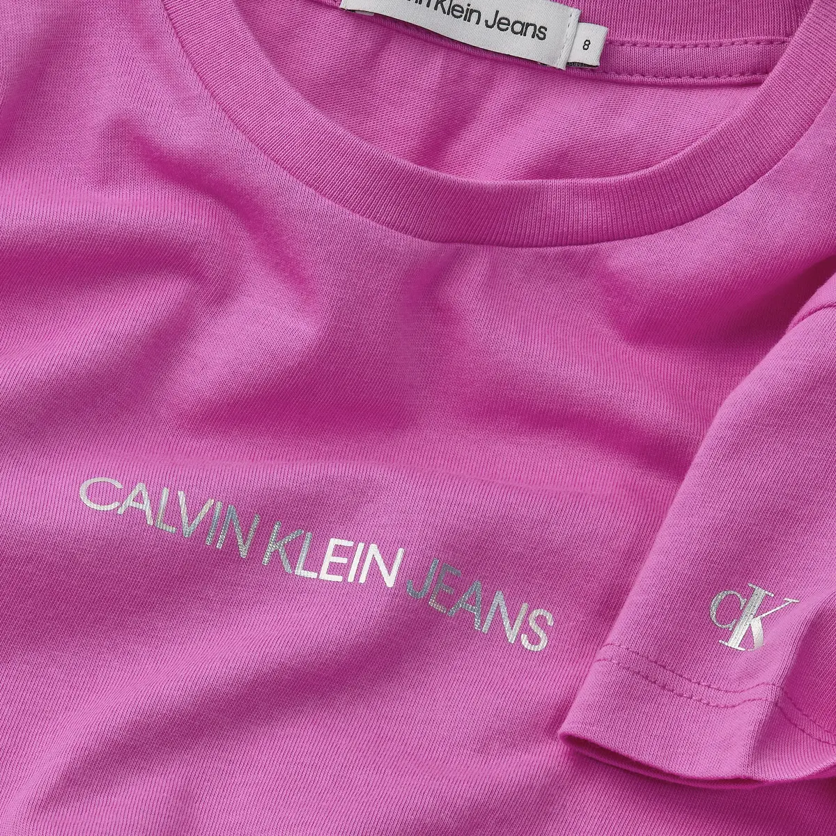 Calvin Klein METALLIC CHEST LOGO Kadın Pembe T-Shirt