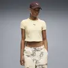 PUMA ESS Ribbed Baby Tee Sarı Kadın T-Shirt & Polo