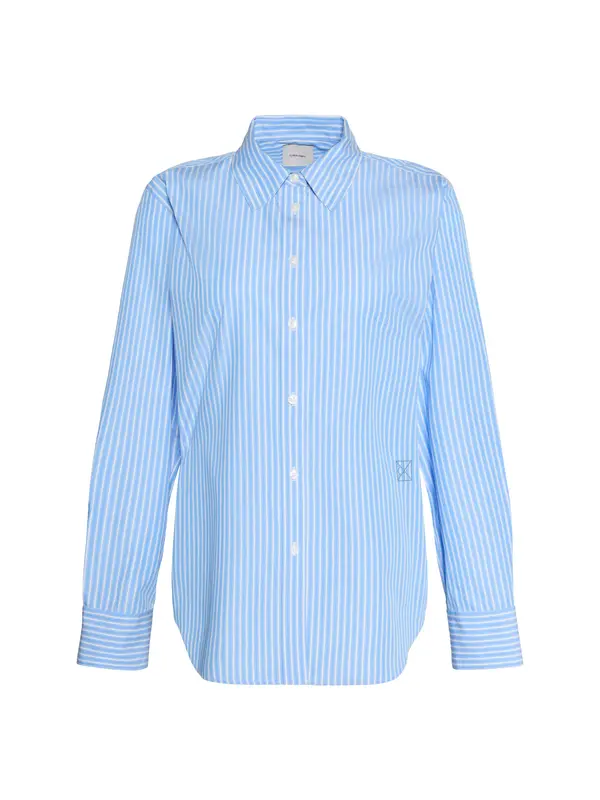 Calvin Klein YARNDYE COTTON POPLI, CG1 Mavi Kadın Gömlek