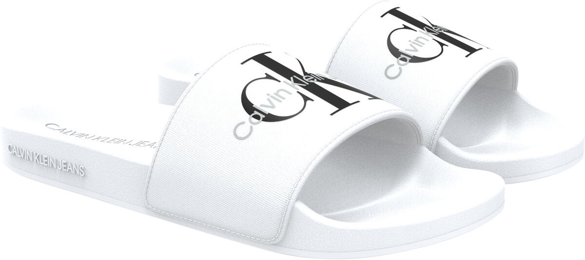 Calvin Klein SLIDE MONOGRAM CO Erkek Beyaz Terlik