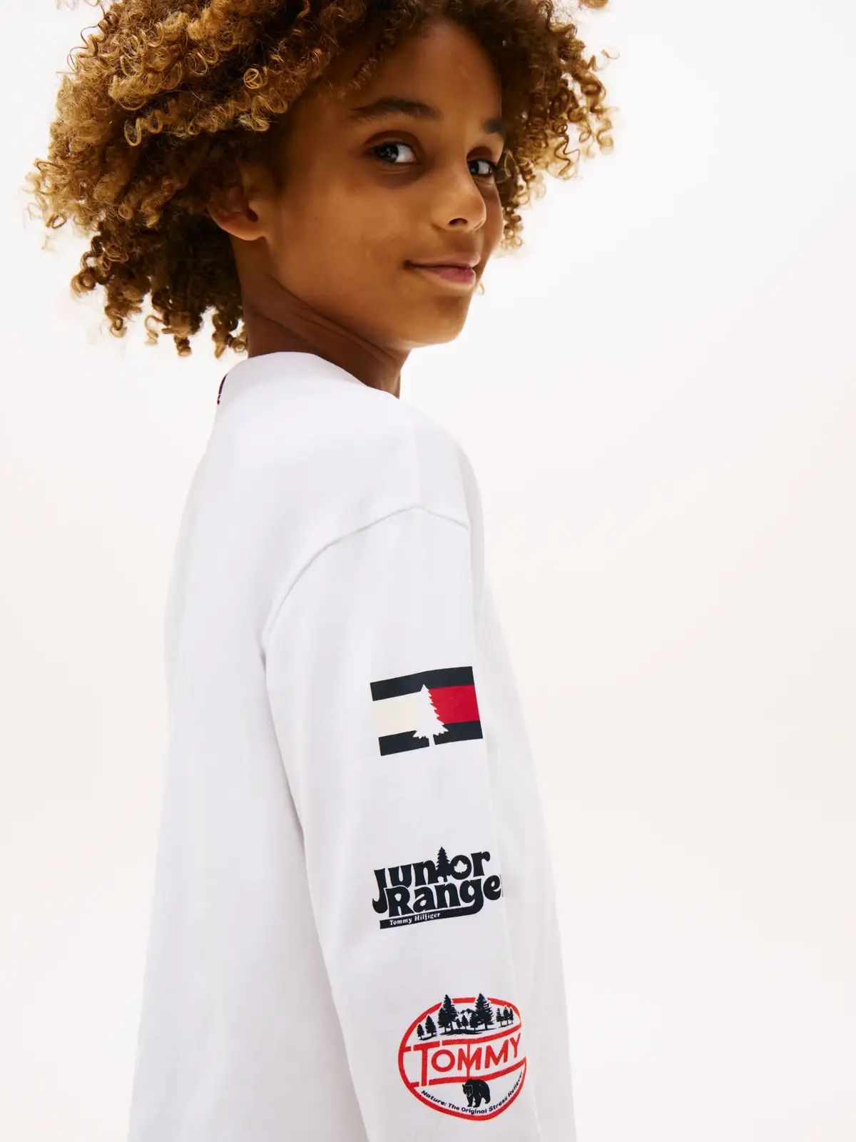 Tommy Hilfiger Multi-Badge Long Sleeve  Beyaz Erkek Çocuk T-Shirt