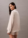 Calvin Klein L/S TOP BUTTONDOWN, PEA Kadın Krem Pijama Üstü