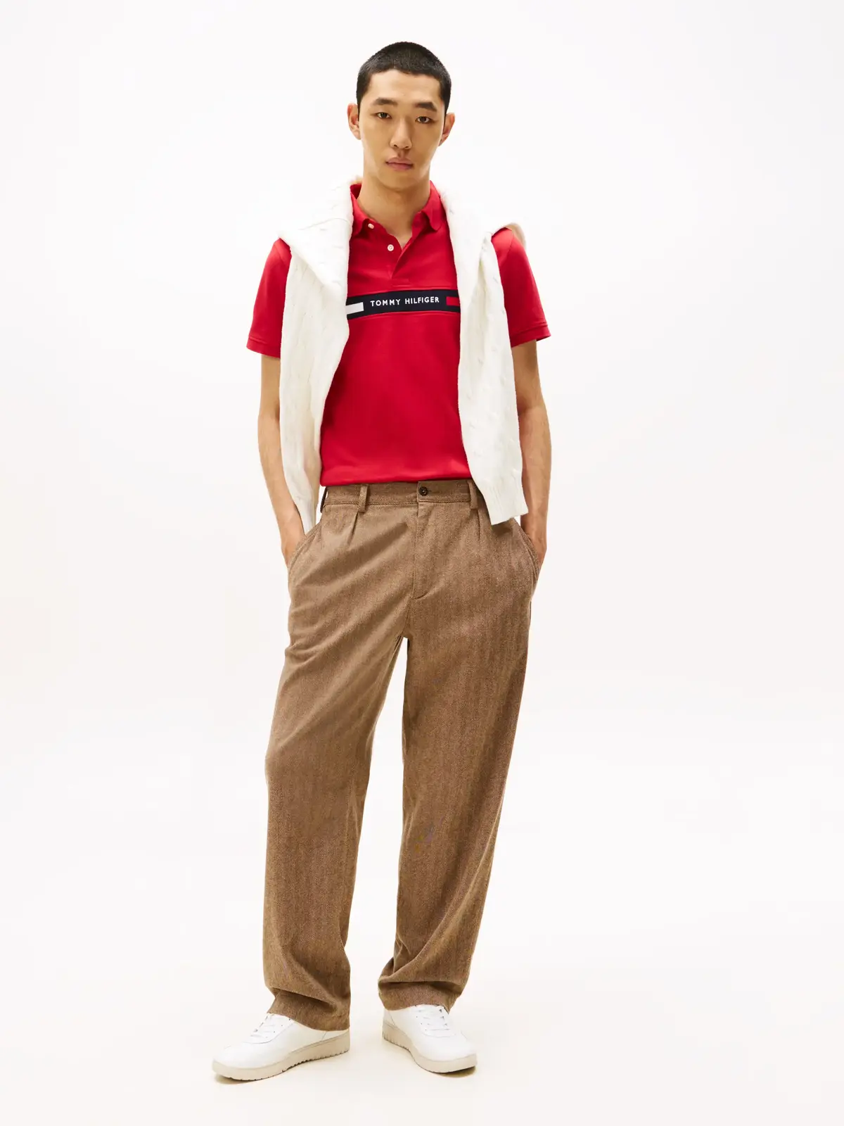 Tommy Hilfiger HILFIGER CHEST INSER, XLD Kırmızı Erkek T-Shirt & Polo