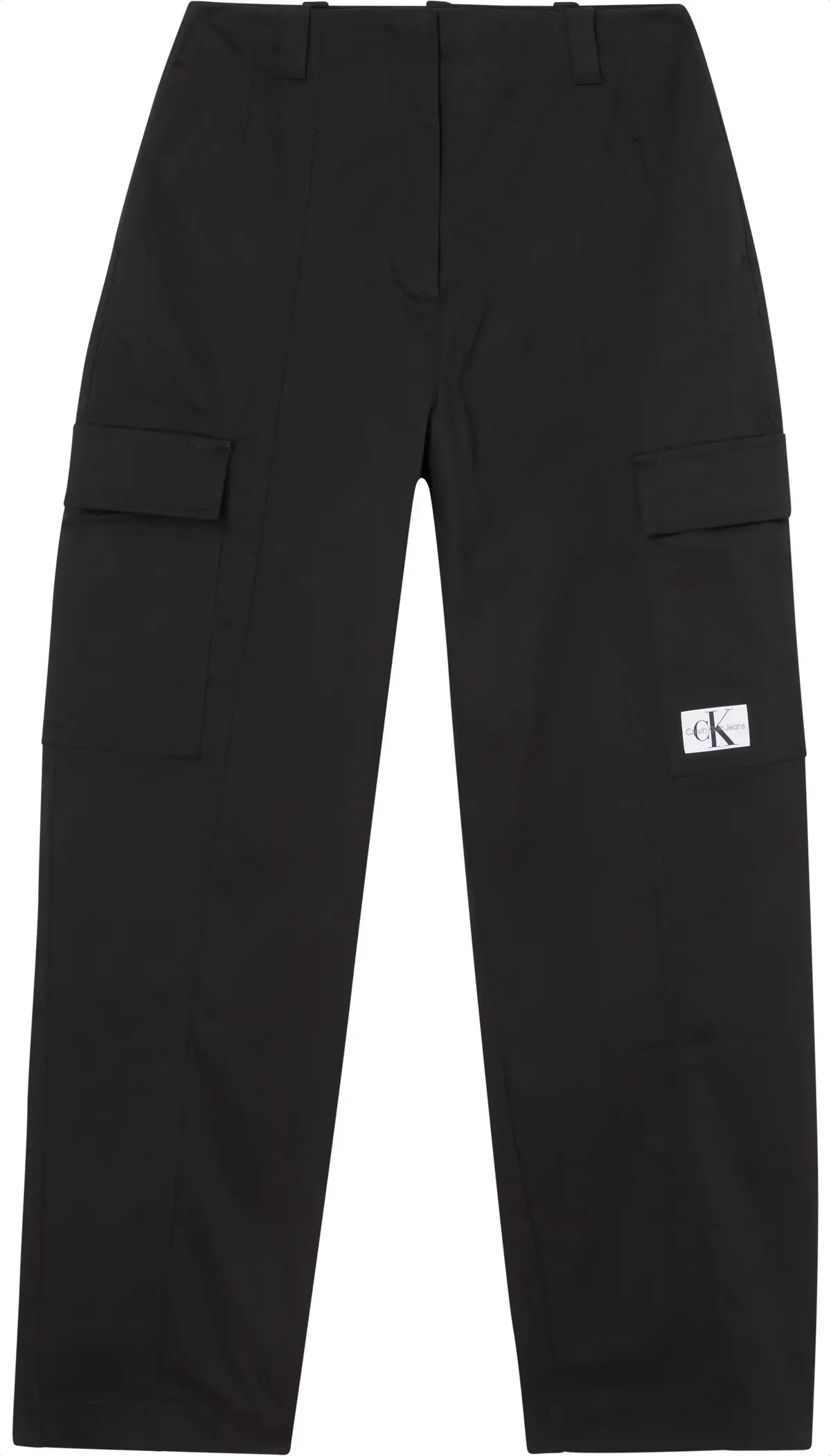 Calvin Klein BADGE HR STRAIGHT LE Kadın Siyah Kargo Pantolonu